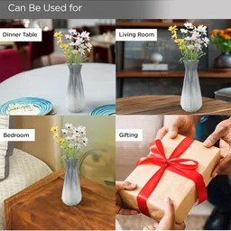 Ekhasa Set Of 2 White & Grey Glass Bud Vases image 4