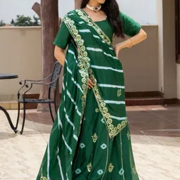 PRETTY PALLU Round Neck Gotta Patti Ready to Wear Lehenga & Blouse With Dupatta-picture-25