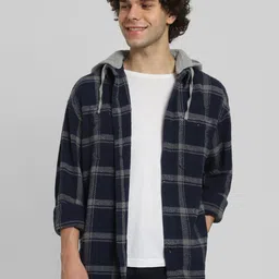 AMERICAN EAGLE OUTFITTERS Men Hood Checked Cotton Casual Shirt-picture-37