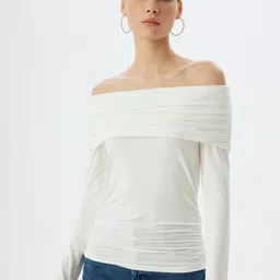 Koton Women Striped Henley Neck Extended Sleeves Monochrome Pockets Slim Fit T-shirt-picture-22