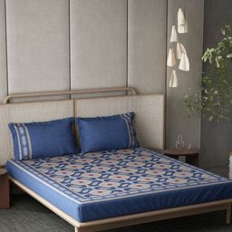 DDecor Ethnic Window Blue & Red Printed 144 TC King Bedsheet With 2 Pillow Covers-picture-26