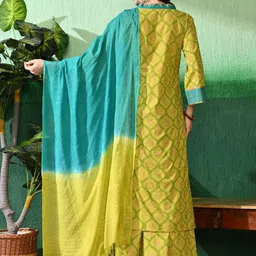 Sangria Women Printed Straight Kurta & Palazzos With Dupatta image 2