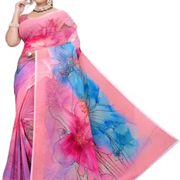 KAVYA FASHION Floral Printed Banarasi Saree With No Border-picture-12