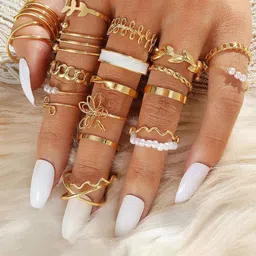 Jewels Galaxy Set Of 22 Gold-Plated Stone Studded Finger Ring-image-75