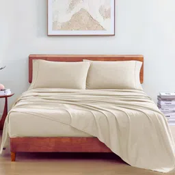 LANE LINEN Off White 144 TC Single Bedsheet with 1 Pillow Covers-image-77