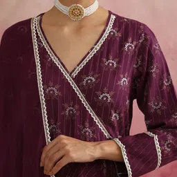 Khushal K Women Floral Printed Angrakha Kurta with Palazzos & With Dupatta image 2