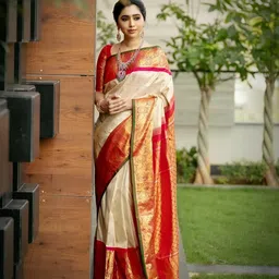 SWEETPEL Ethnic Motifs Woven Design Zari Banarasi Saree-picture-29