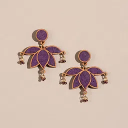 WHE Wooden Artificial Beaded Floral Shaped Drop Earrings-picture-19