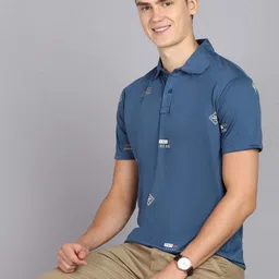 3BROS Men Typography Printed Polo Collar T-shirt image 4