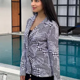 TANDUL Printed Notched Lapel Single-Breasted Blazers image 4