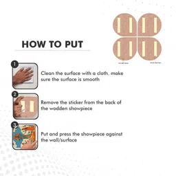 ArtVibes Set Of 4 Blue & Orange-Color Wooden Wall Hanging image 2