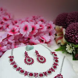 VATSALYA creation Rhodium-Plated Artificial Stone Studded Jewellery Set-picture-20