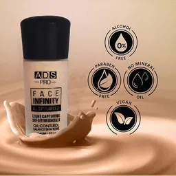A.D.S Face Infinity Long Lasting Liquid Foundation-30ml- Shade 01 image 4