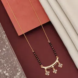 ABDESIGNS Rose Gold-Plated Artificial Stones and Beads Mangalsutra-image-69