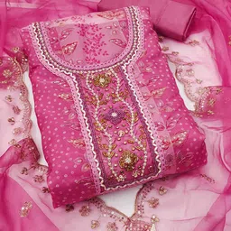 SAINOOR Embroidered Organza Semi-Stitched Dress Material-picture-13