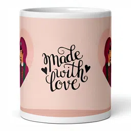 Mr UVD White & Pink Printed Ceramic Matte Mugs 350.0 ML image 3
