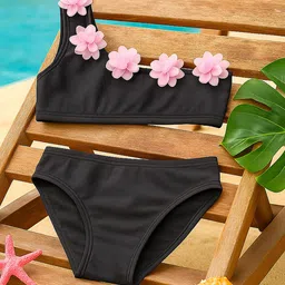 bubble berry Girls Floral Printed One Shoulder Trikinis-image-18