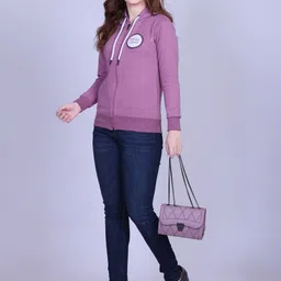 Divine Girl Women Printed Fleece Hooded Front-Open Sweatshirt-image-69