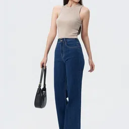 Off Duty India Women Wide Leg High-Rise Low Distress Jeans-picture-19