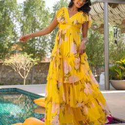 B'Infinite Sunkissed Women Sunshine Floral Ruffle Layered Tulle Gown-picture-13