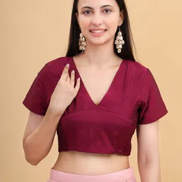 Frolic Rolic Solid Silk Smoking detail Blouse-image-98