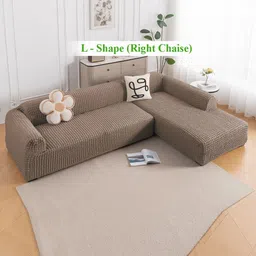 HOKIPO Brown 2 Pieces 280 GSM L Shape 6 Seater Anti Slip Sofa Cover With Arms-picture-31
