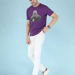 NOBLE HUSTLE Men Graphic Printed Round Neck Cotton T-shirt image 4