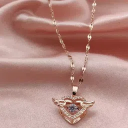 Wynona Women Cubic Zirconia Studded Heart Shaped Pendant With Chain image 4