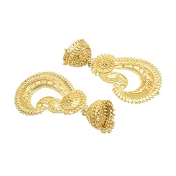 Shining Jewel - By Shivansh Gold-Plated Ghungroo Beaded Dome Shaped Jhumkas image 3