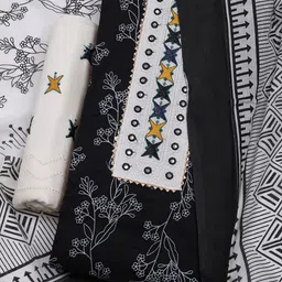 Meena Bazaar Floral Printed with Mirror Work Unstitched Dress Material-picture-41