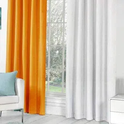 BELLA TRUE White & Orange 2 Pieces Door Curtains-image-36
