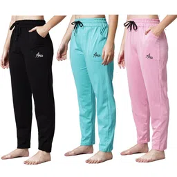 trendy world Pack of 3 Women Cotton Regular Fit Pyjama with Side Pockets-picture-13