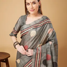 DOI MOI Polka Dot Silk Blend Banarasi Saree-image-0