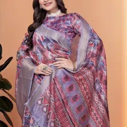 TheWonderWorld Floral Silk Blend Handloom Saree image 5