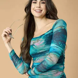 DressBerry Women Tie and Dye Printed Styled Back Top-image-86