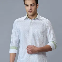 Kenneth Cole Men Premium Slim Fit Geometric Printed Long Sleeve Oxford Cotton Shirt-picture-14