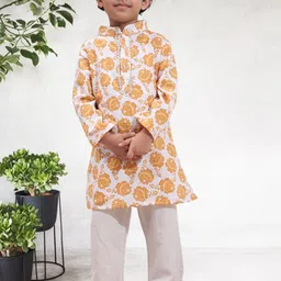 Cutiekins Boys Floral Printed Kurta with Pyjama image 5