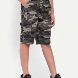 PUPPET-NX Boys Camouflage Printed Mid-Rise Cargo Shorts image 4