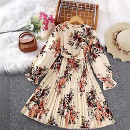 YK Floral Print Bishop Sleeve Fit & Flare Midi Dress-picture-36