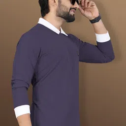 vebnor Men Solid Polo Neck Polyester Grey T-Shirt image 5