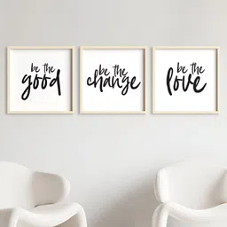 My Kids Wall Be the Good Be the Change Be the Love Beige & White 3 Pieces Wooden Wall Art-image-66