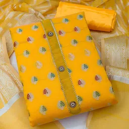 HERE&NOW Woven Design Banarasi Jacquard Unstitched Dress Material-picture-31