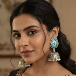 Jeweltos Teardrop Shaped Jhumkas Earrings-picture-58