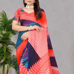 P D Silk Mills Pure Georgette Saree-image-88