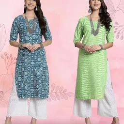 Ethnic basket Women Pack Of 2 Multicoloured Crepe Kurtas-picture-33