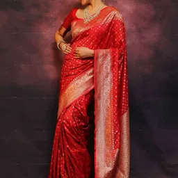 SANISA Woven Design Zari Silk Blend Handloom Saree image 3