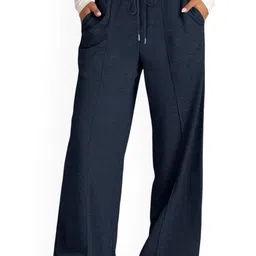 KPOP Women Solid Mid-Rise Relaxed Trousers-picture-21