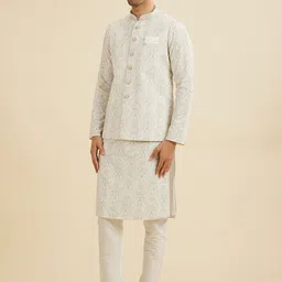 Manyavar Men Embroidered Woven Nehru Jacket image 3