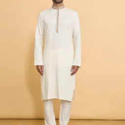 arihant rai sinha Arihant Rai SinhaMandarin Collar Pure Cotton Kurta With Pyjamas image 5