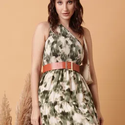 SHOWOFF Tie and Dye Dyed One Shoulder Chiffon Fit & Flare Midi Dress-picture-34